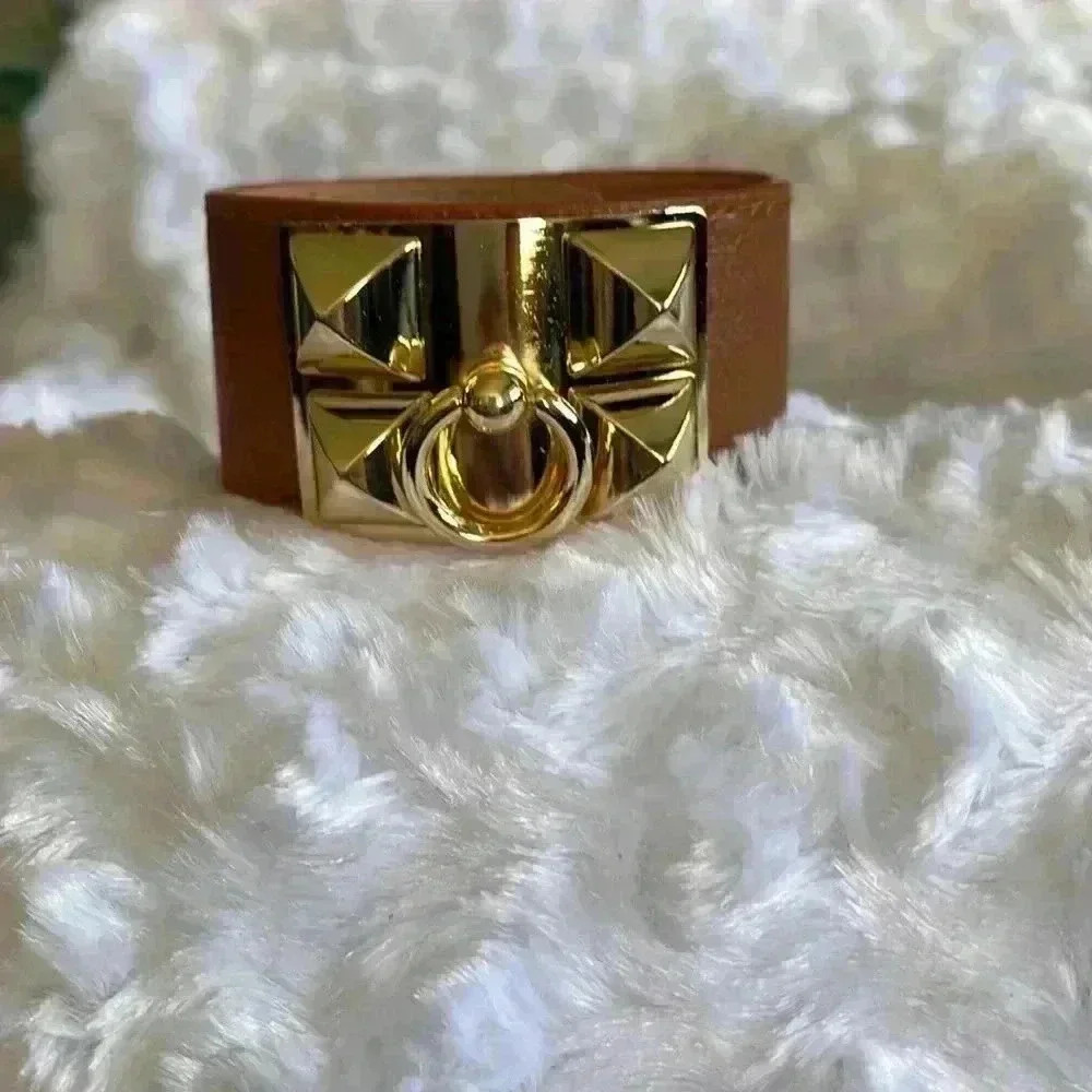 Brown and Golden spiked cuff